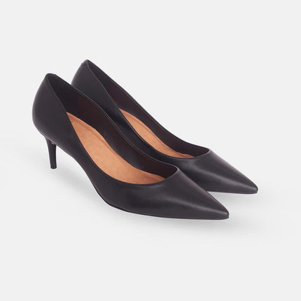 Tenate Black Leather Pumps – 6cm Medium Block Heel