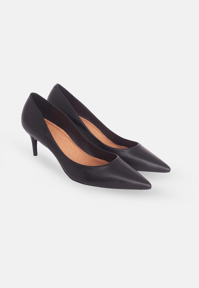 Tenate Black Leather Pumps – 6cm Medium Block Heel