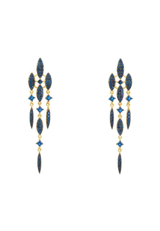Valencia Statement Drop Earring Sapphire Blue Cz Gold