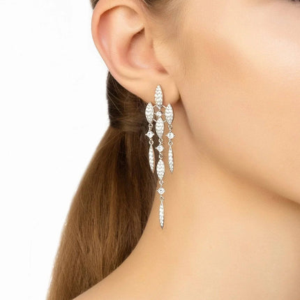 Valencia Statement Drop Earring White Cz Silver