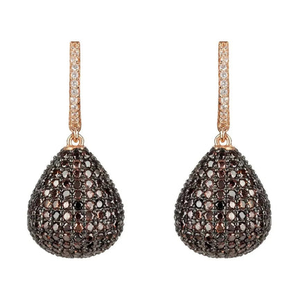 Valerie Pear Drop Gemstone Earring Rosegold Chocolate Cz