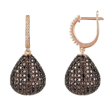 Valerie Pear Drop Gemstone Earring Rosegold Chocolate Cz