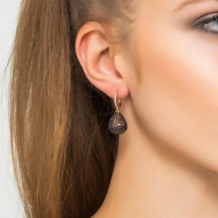 Valerie Pear Drop Gemstone Earring Rosegold Chocolate Cz
