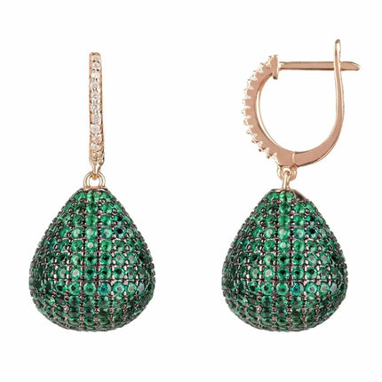 Valerie Pear Drop Gemstone Earring Rosegold Emerald Green