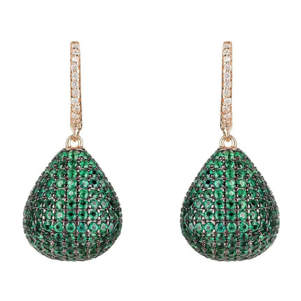 Valerie Pear Drop Gemstone Earring Rosegold Emerald Green