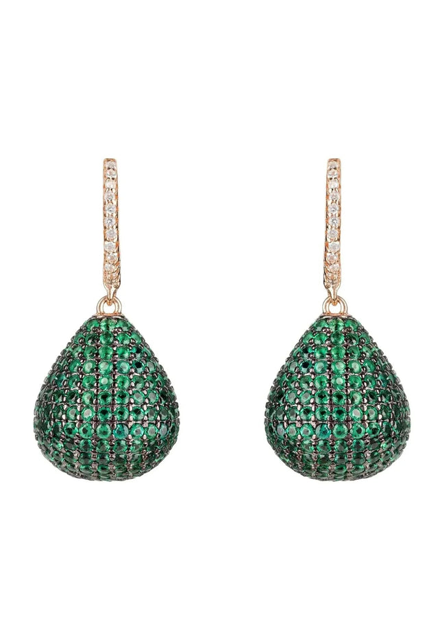 Valerie Pear Drop Gemstone Earring Rosegold Emerald Green