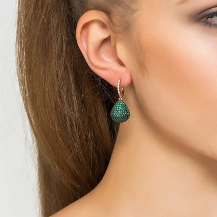 Valerie Pear Drop Gemstone Earring Rosegold Emerald Green