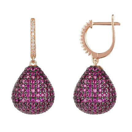 Valerie Pear Drop Gemstone Earring Rosegold Ruby