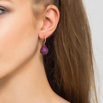 Valerie Pear Drop Gemstone Earring Rosegold Ruby