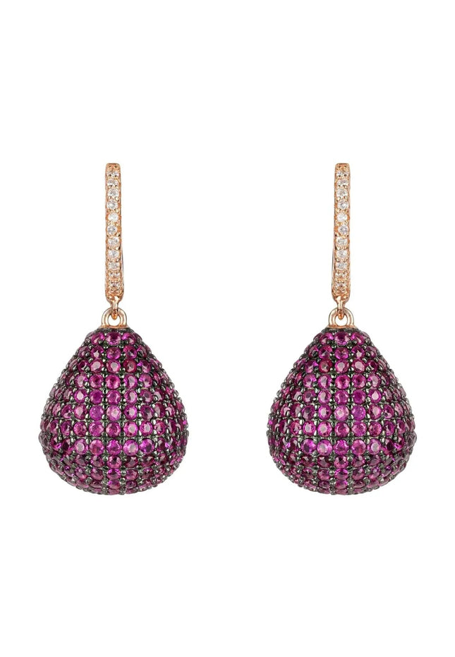 Valerie Pear Drop Gemstone Earring Rosegold Ruby