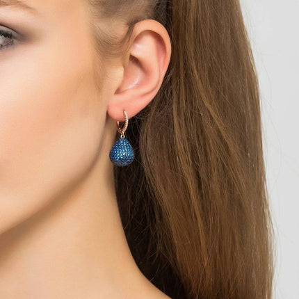 Valerie Pear Drop Gemstone Earring Rosegold Sapphire Blue