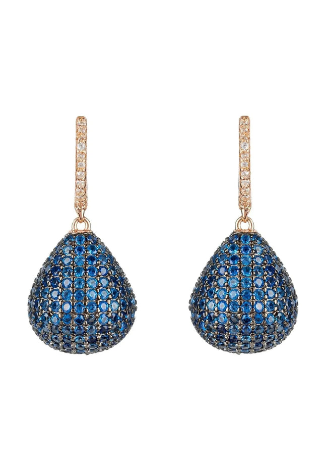 Valerie Pear Drop Gemstone Earring Rosegold Sapphire Blue