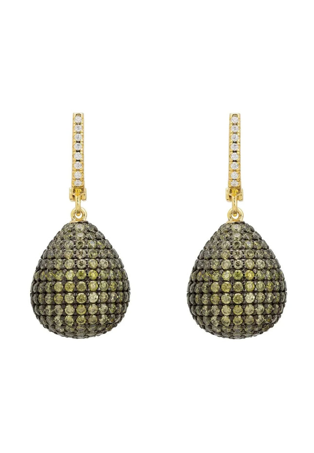 Valerie Pear Drop Gemstone Earrings Gold Peridot