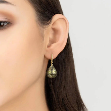 Valerie Pear Drop Gemstone Earrings Gold Peridot