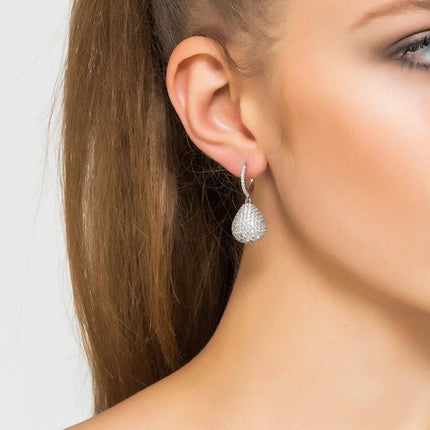 Valerie Pear Drop Gemstone Earrings Silver White Cz