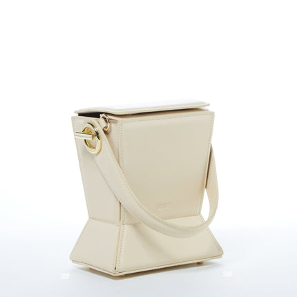 Cream Leather Bucket Bag Off White Unique Leather Crossbody Purse Women's Handbag