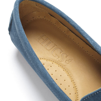 Women's Penny Driving Loafers Full Rubber Sole, Teal Suede