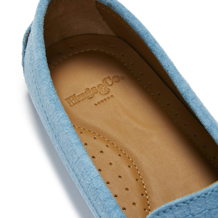 Women's Penny Driving Loafers, Blue Embossed Suede