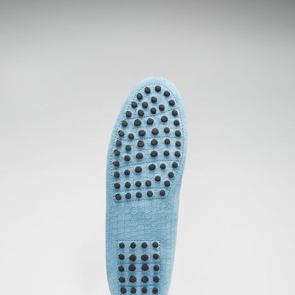 Women's Penny Driving Loafers, Blue Embossed Suede