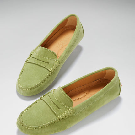 Women's Penny Driving Loafers, Olive Green