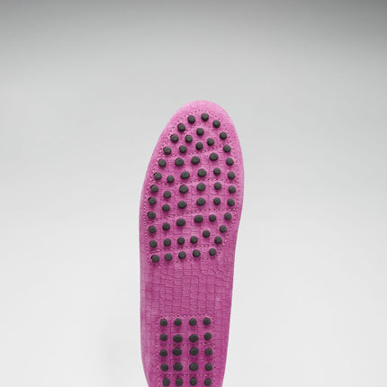 Women's Penny Driving Loafers, Pink Embossed Suede