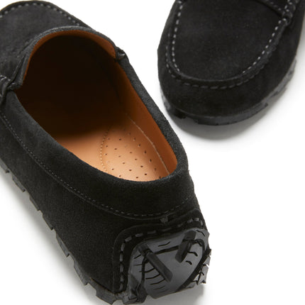 Women's Tyre Sole Penny Loafers, Black Suede