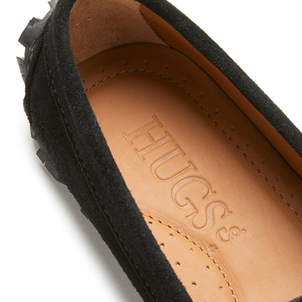 Women's Tyre Sole Penny Loafers, Black Suede