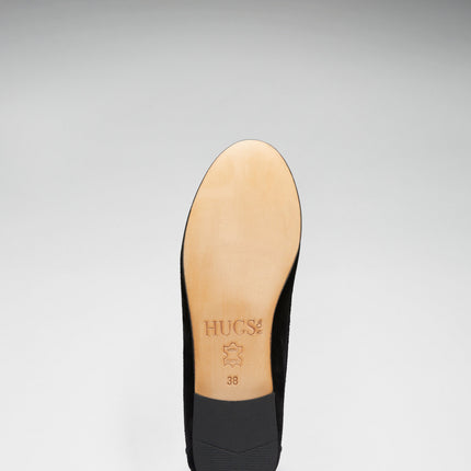 Women's Penny Loafers Leather Sole, Black Suede