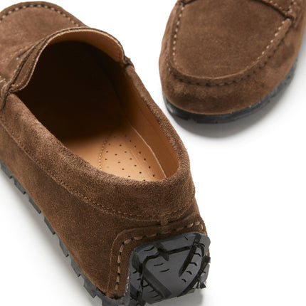 Women's Tyre Sole Penny Loafers, Brown Suede