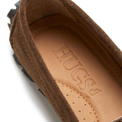 Women's Tyre Sole Penny Loafers, Brown Suede