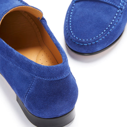 Women's Penny Loafers Leather Sole, Ink Blue Suede