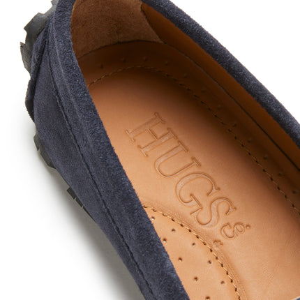 Women's Tyre Sole Penny Loafers, Navy Blue Suede
