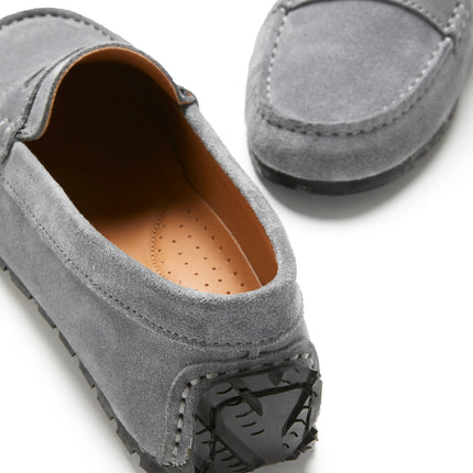 Women's Tyre Sole Penny Loafers, Slate Grey Suede