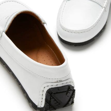 Women's Tyre Sole Penny Loafers, White Leather