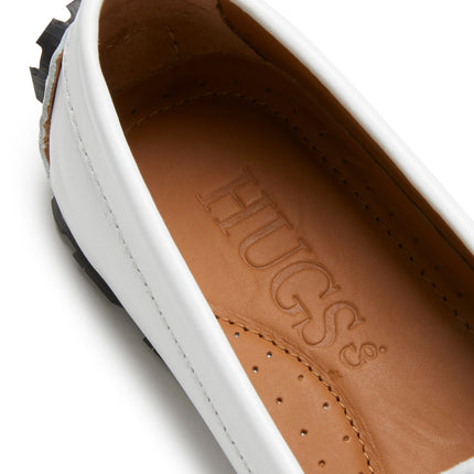 Women's Tyre Sole Penny Loafers, White Leather