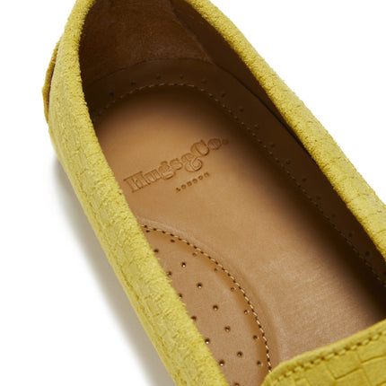 Women's Penny Driving Loafers, Yellow Embossed Suede