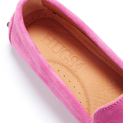 Women's Tasselled Driving Loafers, Pink Suede
