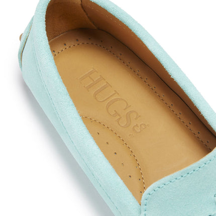 Women's Tasselled Driving Loafers, Aqua Suede