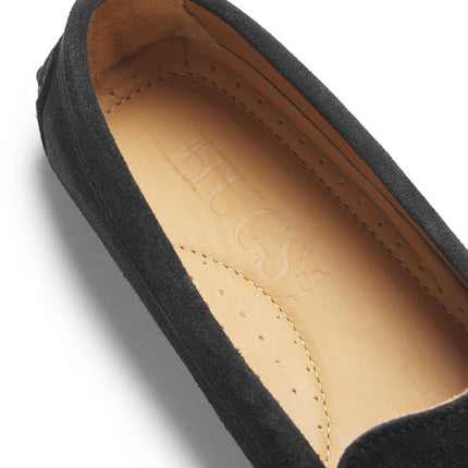 Women's Tasselled Driving Loafers, Black Suede