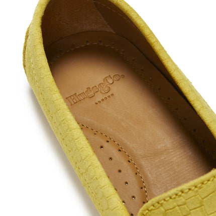 Women's Tasselled Driving Loafers, Yellow Embossed Suede
