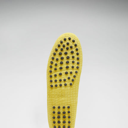 Women's Tasselled Driving Loafers, Yellow Embossed Suede