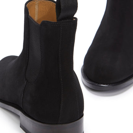 Women's Black Suede Chelsea Boots, Welted Leather Sole