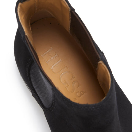 Women's Black Suede Chelsea Boots, Welted Leather Sole