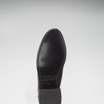 Women's Black Suede Chelsea Boots, Welted Leather Sole