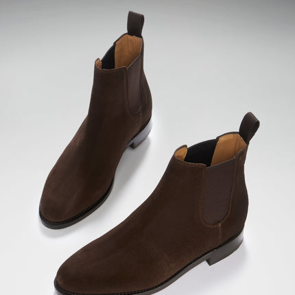 Women's Brown Suede Chelsea Boots, Welted Leather Sole