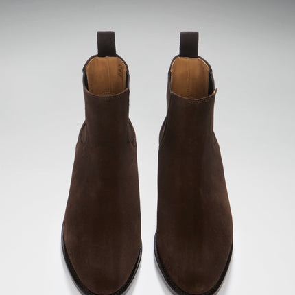 Women's Brown Suede Chelsea Boots, Welted Leather Sole