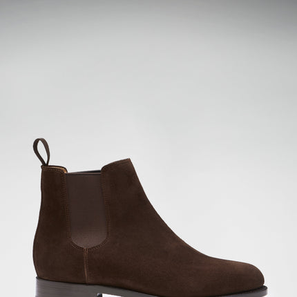 Women's Brown Suede Chelsea Boots, Welted Leather Sole