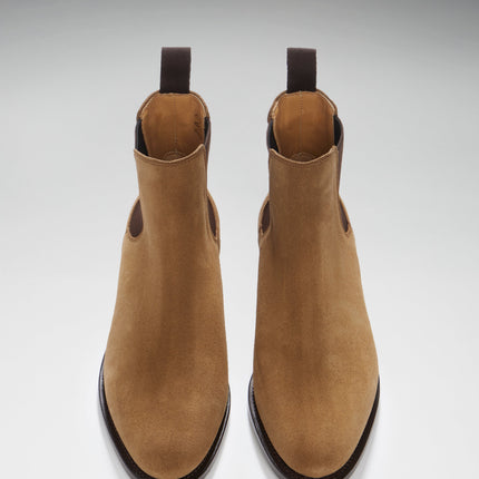Women's Tobacco Suede Chelsea Boots, Welted Leather Sole