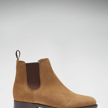 Women's Tobacco Suede Chelsea Boots, Welted Leather Sole