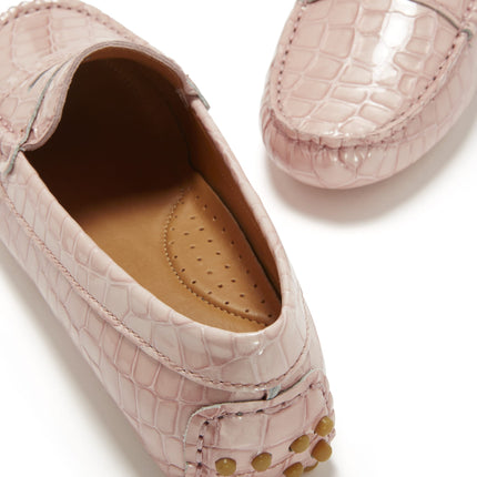 Women's Penny Driving Loafers, Powder Pink Print Patent Leather